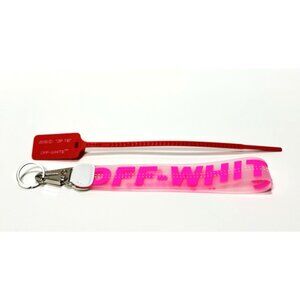 Off-White Clear /Pink Keychain Industrial Strap w/ Zip Tie Logo Tag Key Holder